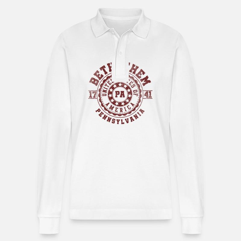Bethlehem PA | Pennsylvania - & Geschenk - Stanley/Stella Unisex Bio-Langarm-Poloshirt Prepster - Weiß