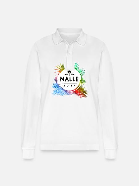 Malle 2024 Bunt - Stanley/Stella Unisex Bio-Langarm-Poloshirt Prepster - Weiß