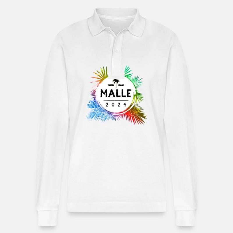 Malle 2024 Bunt - Stanley/Stella Unisex Bio-Langarm-Poloshirt Prepster - Weiß