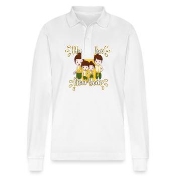 Laos Laote Laoten Lao Neujahr I Geschenk - Stanley/Stella Unisex Bio-Langarm-Poloshirt Prepster - Weiß - Vorne - Anna (173cm) & Nico (186cm)