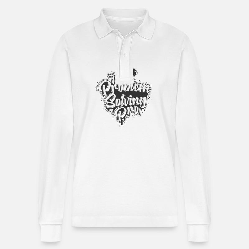 The Problem-Solving Pro - Stanley/Stella Organic Unisex Long-Sleeved Polo Shirt Prepster - white