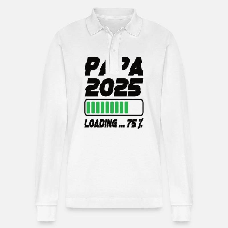 Papa 2025 Loading - Stanley/Stella Unisex Bio-Langarm-Poloshirt Prepster - Weiß