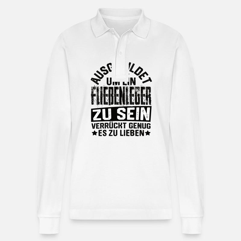 Fließenleger Plattenleger Fliesenleger Spruch - Stanley/Stella Unisex Bio-Langarm-Poloshirt Prepster - Weiß