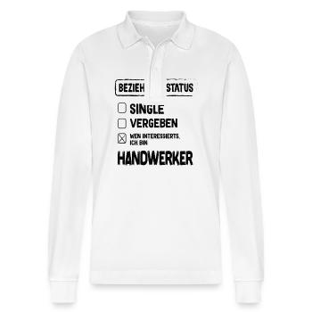 Craftsman Relationship Status - Stanley/Stella Organic Unisex Long-Sleeved Polo Shirt Prepster - white - Front - Anna (173cm) & Nico (186cm)
