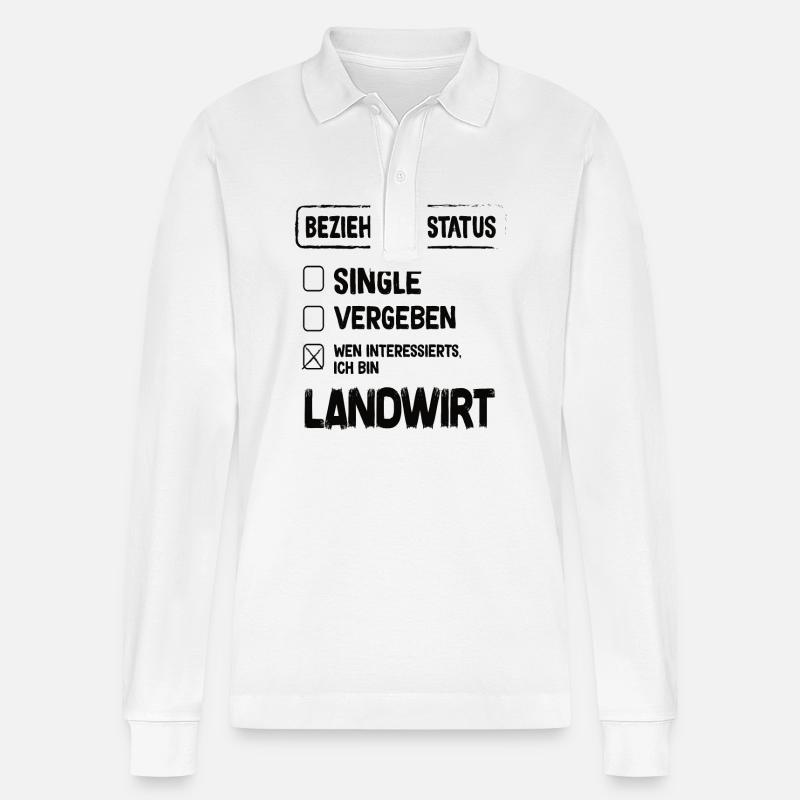Landwirt Beziehungsstatus - Stanley/Stella Unisex Bio-Langarm-Poloshirt Prepster - Weiß