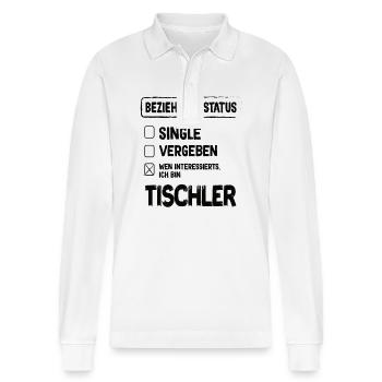 Carpenter Relationship Status - Stanley/Stella Organic Unisex Long-Sleeved Polo Shirt Prepster - white - Front - Anna (173cm) & Nico (186cm)