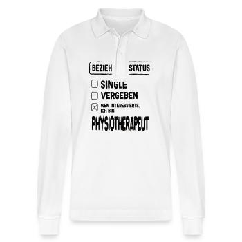 Physiotherapist Relationship Status Physiotherapy - Stanley/Stella Organic Unisex Long-Sleeved Polo Shirt Prepster - white - Front - Anna (173cm) & Nico (186cm)