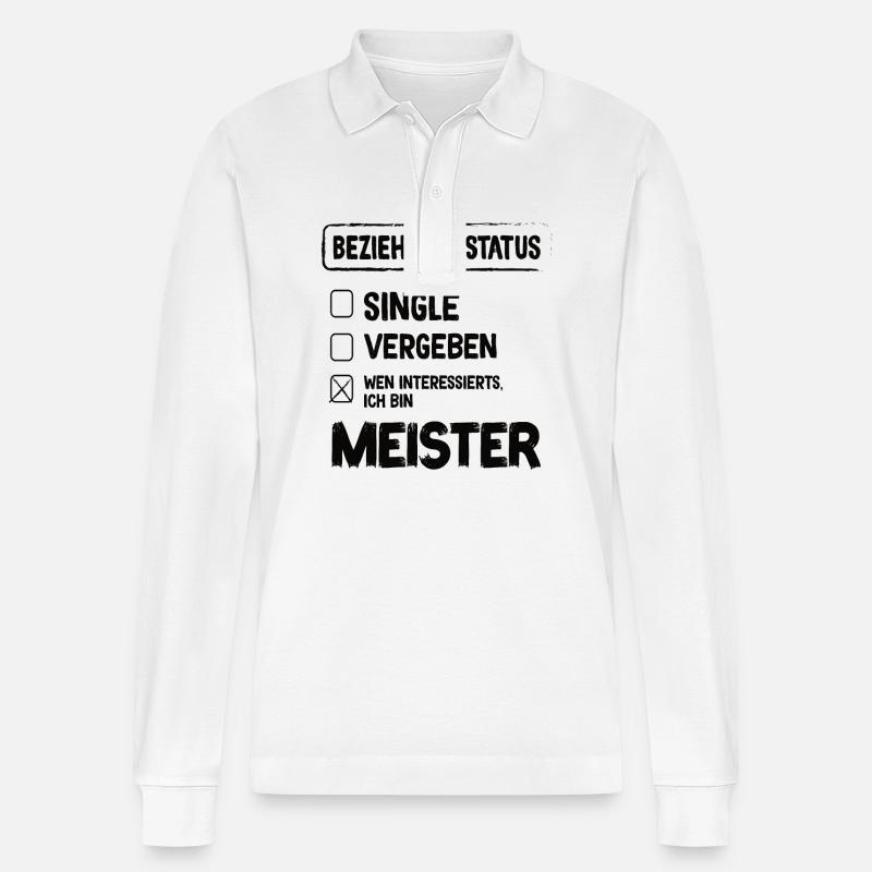 Master Relationship Status Master Craft - Stanley/Stella Prepster økologisk unisex langærmet poloshirt - hvid