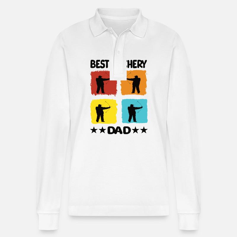 Best Archery Dad - Stanley/Stella Unisex Bio-Langarm-Poloshirt Prepster - Weiß