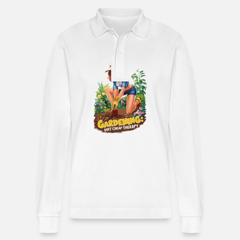 Lustige Gartenarbeit Spruch - Stanley/Stella Unisex Bio-Langarm-Poloshirt Prepster - Weiß