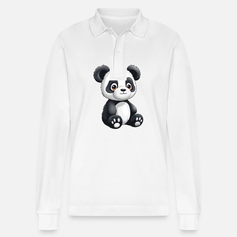 Panda Tier - Stanley/Stella Unisex Bio-Langarm-Poloshirt Prepster - Weiß