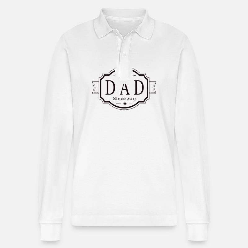 Bester Papa seit 2013 - Stanley/Stella Unisex Bio-Langarm-Poloshirt Prepster - Weiß