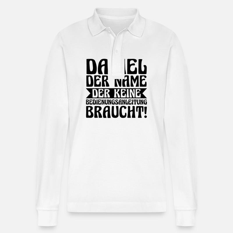 Vorname Daniel - Stanley/Stella Unisex Bio-Langarm-Poloshirt Prepster - Weiß