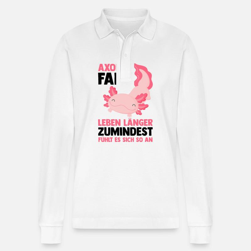 Axolotl - Stanley/Stella Unisex Bio-Langarm-Poloshirt Prepster - Weiß