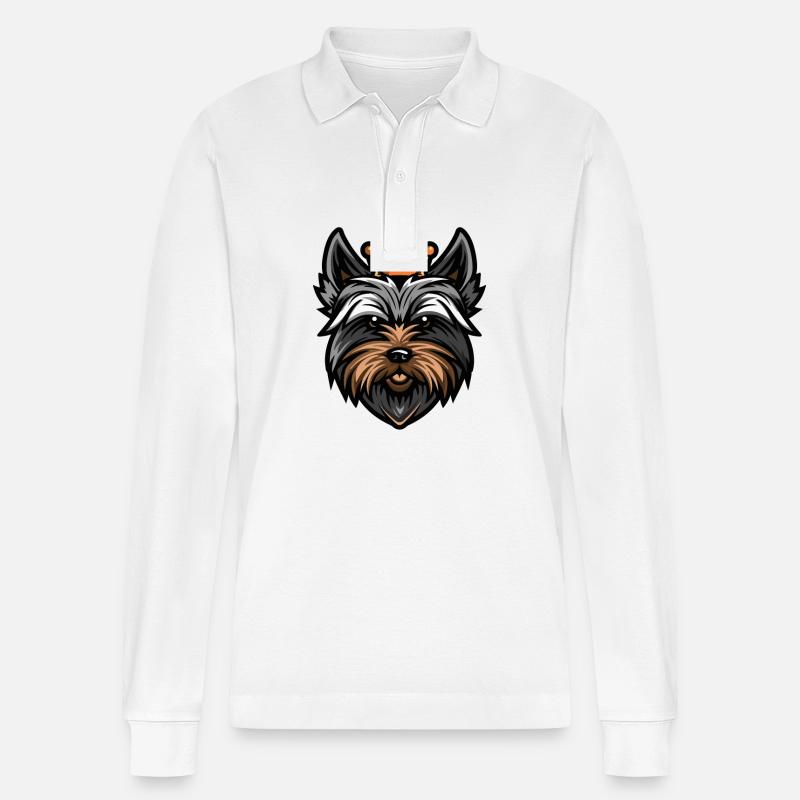 Yorkshire Terrier Hund Krone - Stanley/Stella Unisex Bio-Langarm-Poloshirt Prepster - Weiß