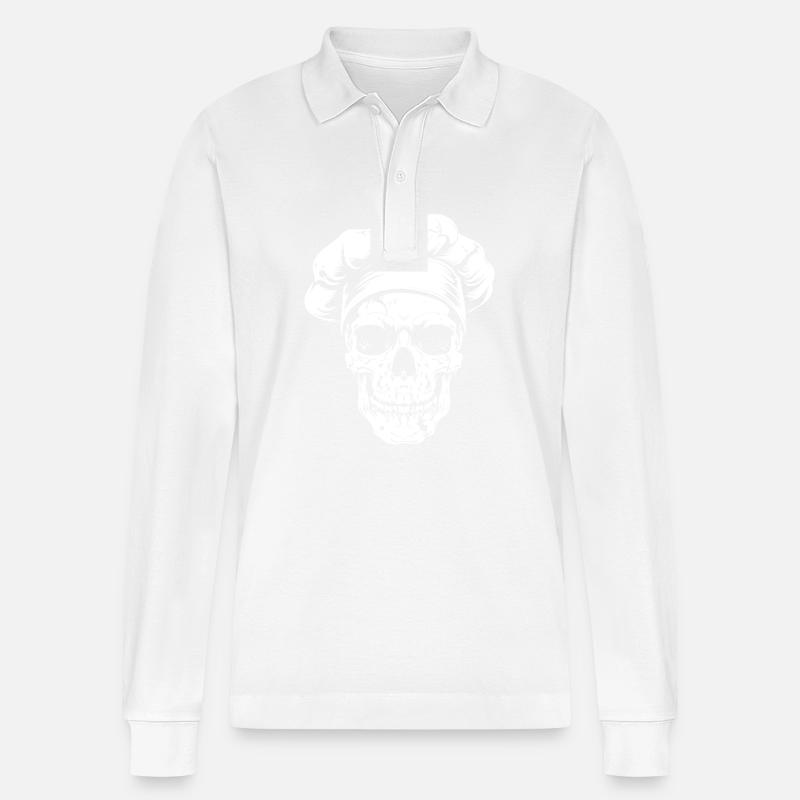 Koch Skull Chef - Polo à manches longues bio PREPSTER Stanley/Stella Unisexe - blanc