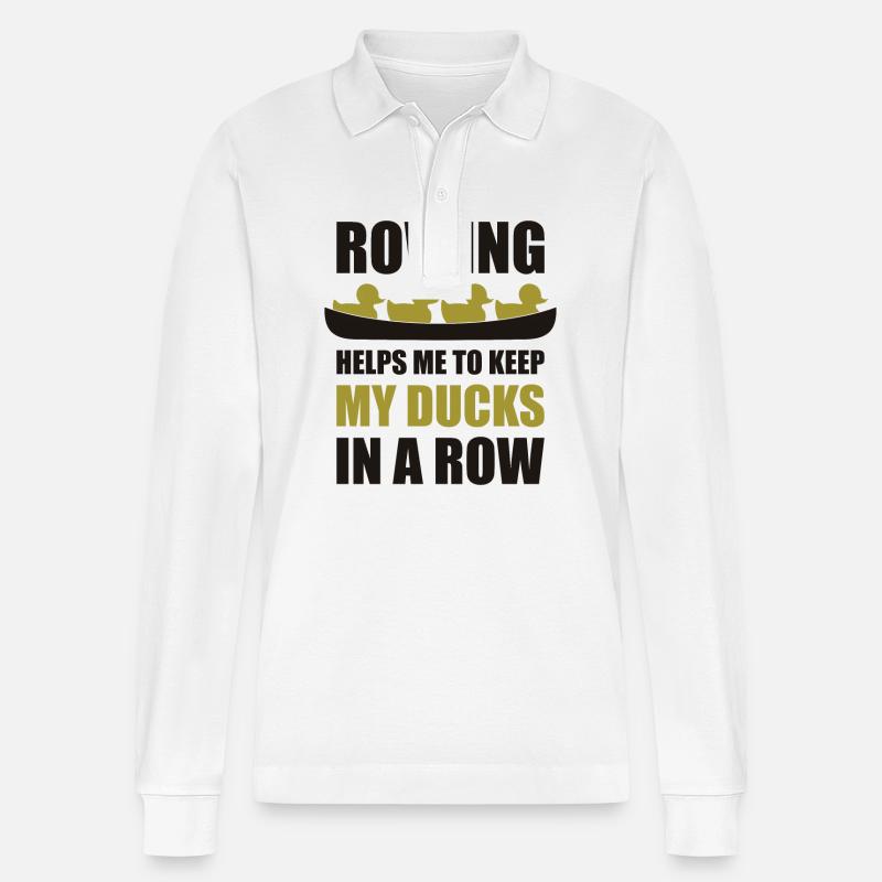 Canottaggio Paperelle di gomma Canottaggio divertente - Polo a manica lunga ecologica unisex Prepster di Stanley/Stella - bianco