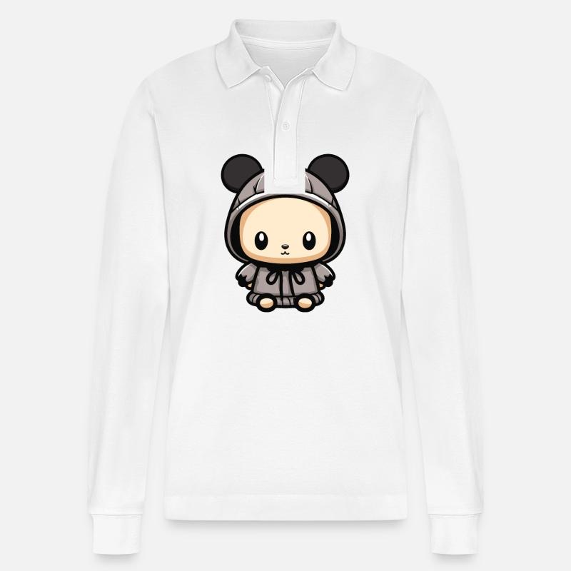 Maus Winter Comic Niedlich - Stanley/Stella Unisex Bio-Langarm-Poloshirt Prepster - Weiß