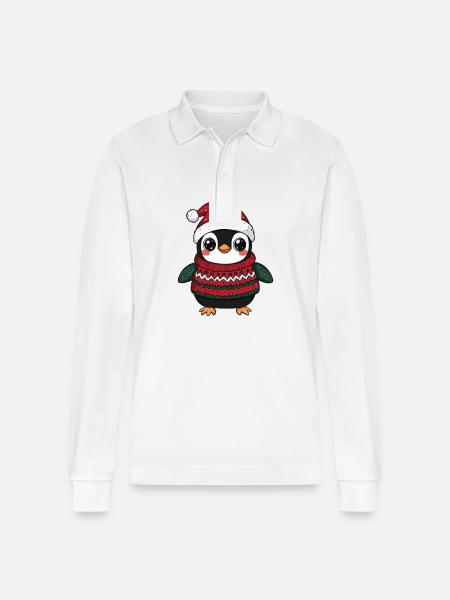 Noël pingouin - Polo à manches longues bio PREPSTER Stanley/Stella Unisexe - blanc