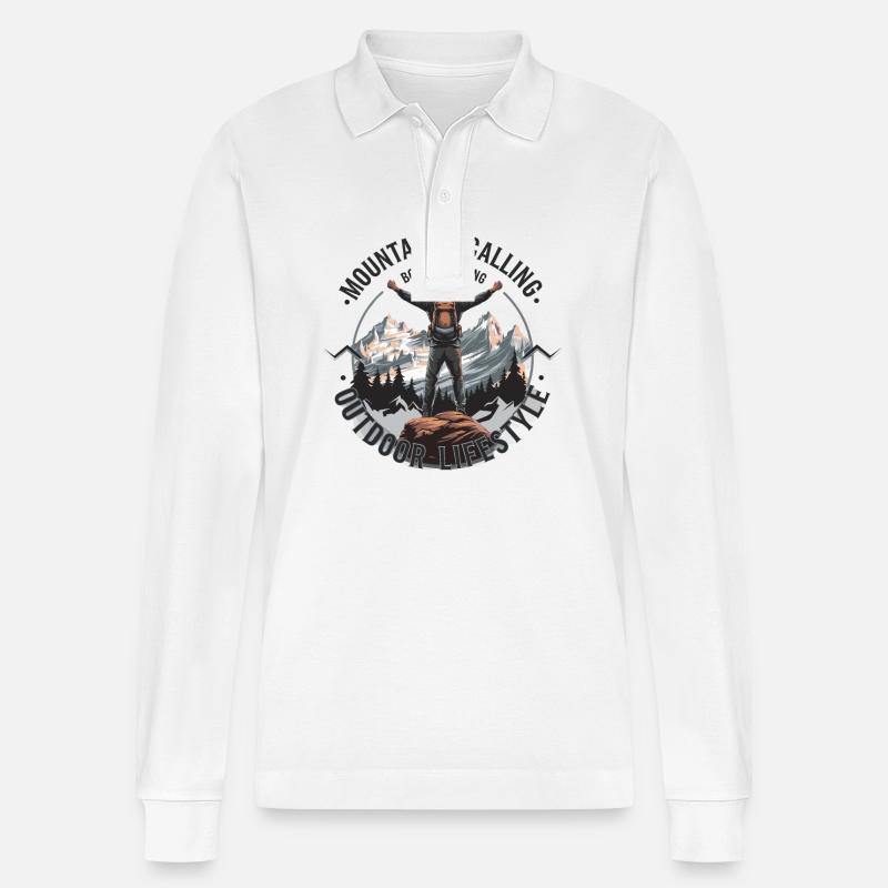 Mountain is Calling Outdoor - Stanley/Stella Unisex Bio-Langarm-Poloshirt Prepster - Weiß