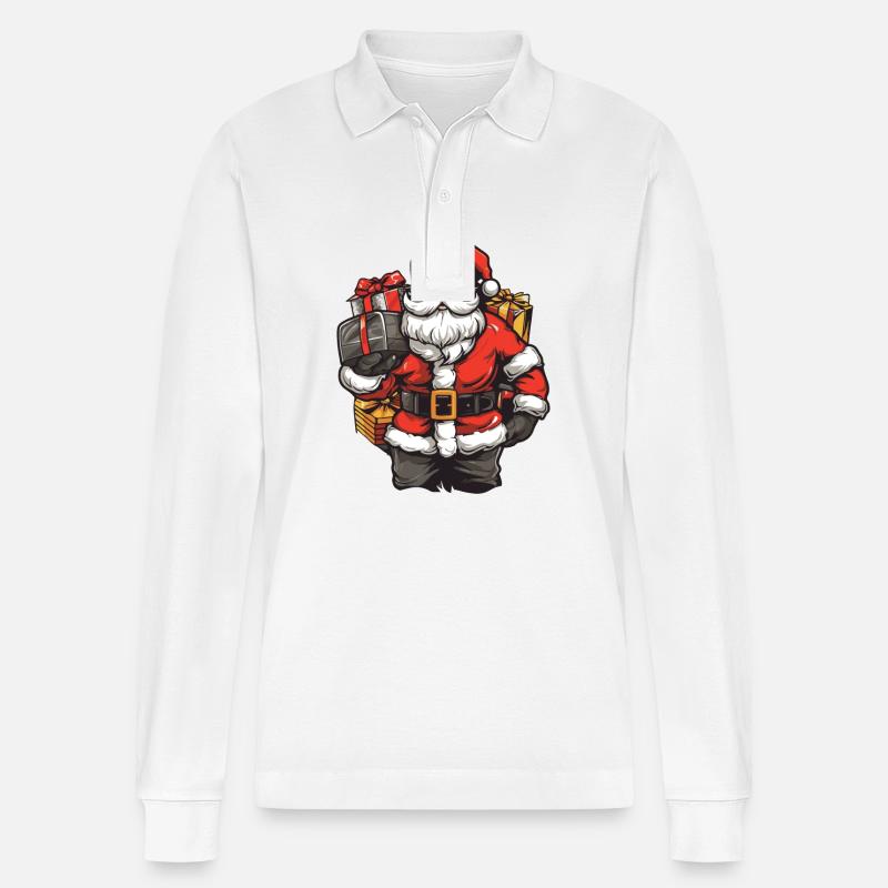 Weihnachtsmann Geschenke Comic - Stanley/Stella Unisex Bio-Langarm-Poloshirt Prepster - Weiß