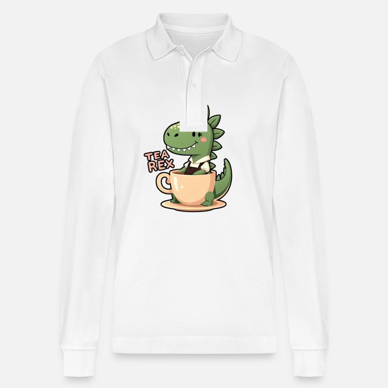 Tea Rex TRex Lederhose - Stanley/Stella Unisex Bio-Langarm-Poloshirt Prepster - Weiß
