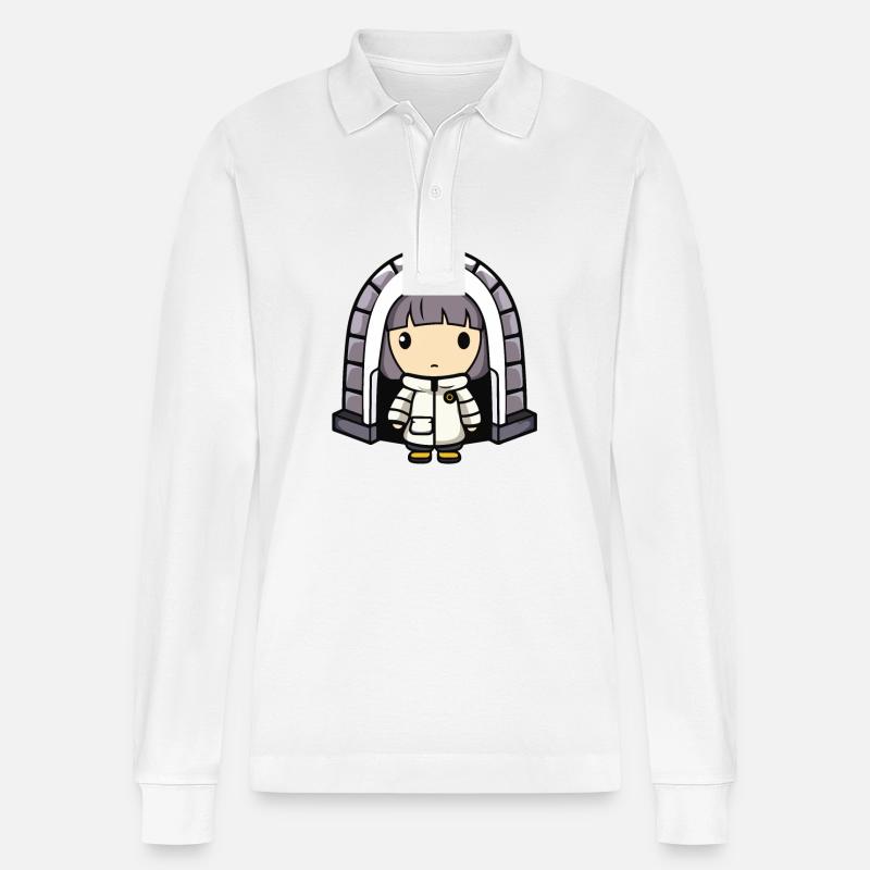 Winter Eskimo Iglu Comic - Stanley/Stella Unisex Bio-Langarm-Poloshirt Prepster - Weiß