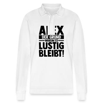 Alexander Alexandra Alexa Alex - Stanley/Stella Organic Unisex Long-Sleeved Polo Shirt Prepster - white - Front - Anna (173cm) & Nico (186cm)