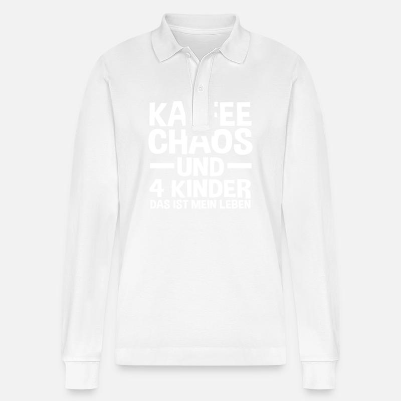 Mama Von 4 Kindern - Stanley/Stella Unisex Bio-Langarm-Poloshirt Prepster - Weiß