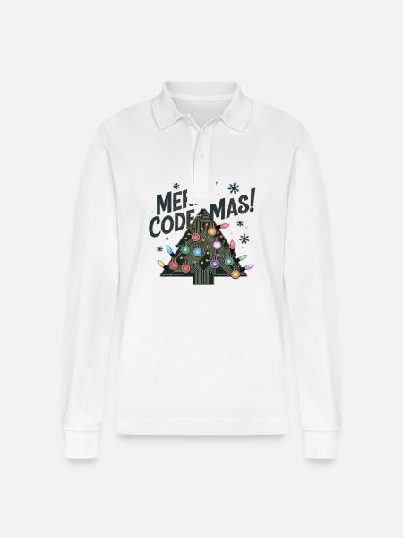 Christmas Merry Code Mas Festive Holidays - Stanley/Stella Organic Unisex Long-Sleeved Polo Shirt Prepster - white