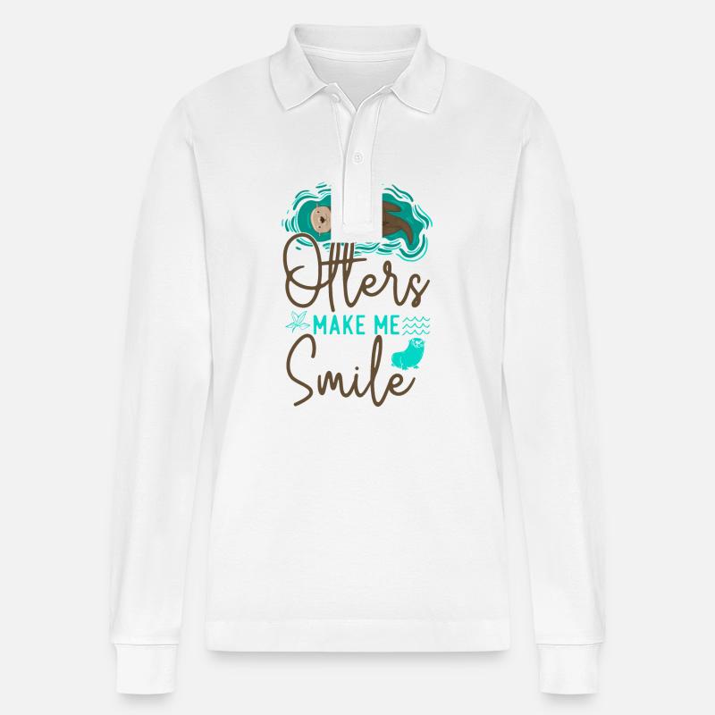 Otter Otters Make Me Smile - Stanley/Stella Unisex Bio-Langarm-Poloshirt Prepster - Weiß