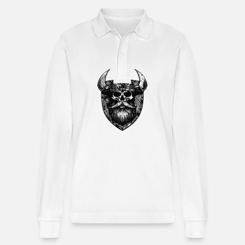 Wikinger Skull Wappen - Stanley/Stella Unisex Bio-Langarm-Poloshirt Prepster - Weiß