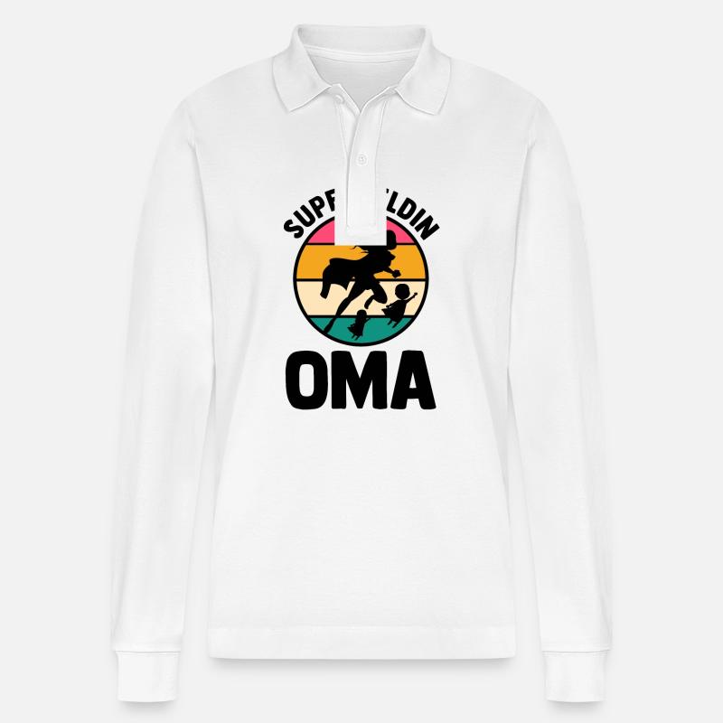 Großmutter Oma - Stanley/Stella Unisex Bio-Langarm-Poloshirt Prepster - Weiß