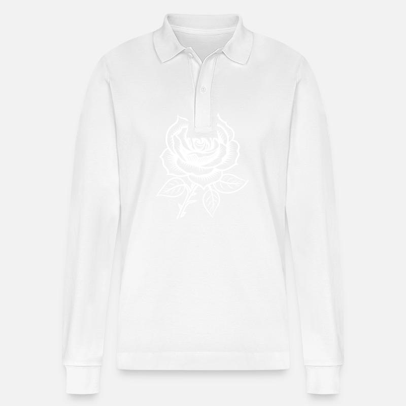 Rose Blume - Stanley/Stella Unisex Bio-Langarm-Poloshirt Prepster - Weiß