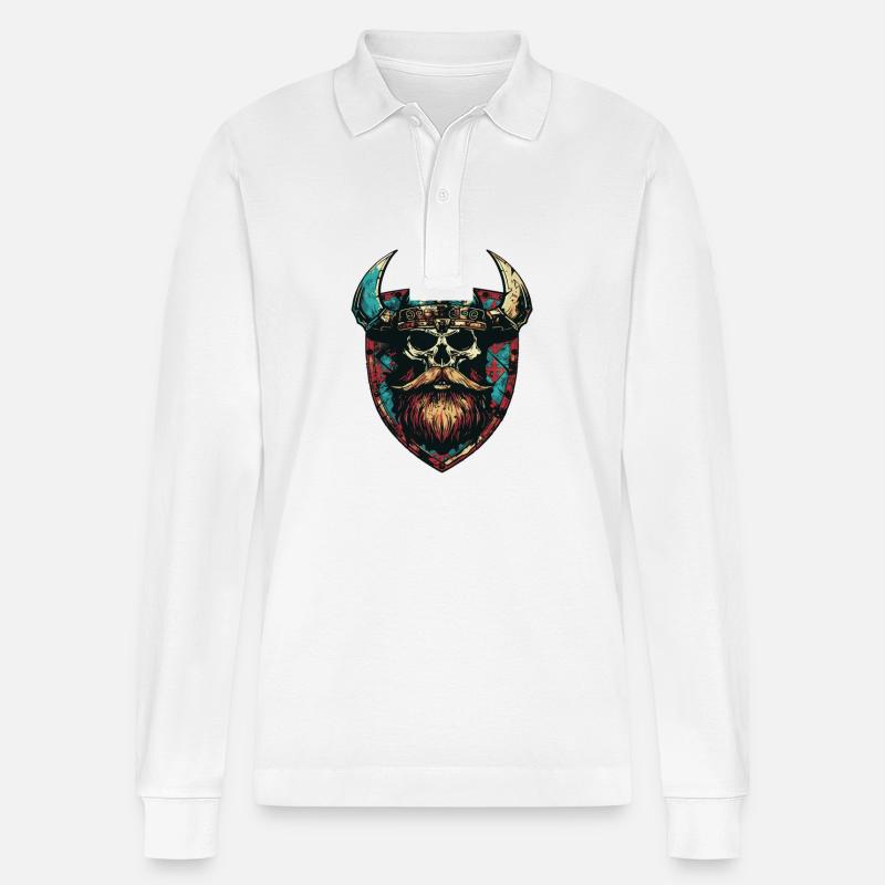 Wikinger Skull Wappen - Stanley/Stella Unisex Bio-Langarm-Poloshirt Prepster - Weiß