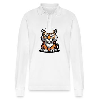 Couronne de dessin animé de tigre - Polo à manches longues bio PREPSTER Stanley/Stella Unisexe - blanc - Devant - Anna (173cm) & Nico (186cm)
