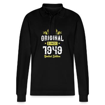 1949 limited edition - Stanley/Stella Unisex Bio-Langarm-Poloshirt Prepster - Schwarz - Vorne - Anna (173cm) & Nico (186cm)