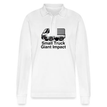 Small Truck Giant Impact Compact Kei Automotive - Stanley/Stella Unisex Bio-Langarm-Poloshirt Prepster - Weiß - Vorne - Anna (173cm) & Nico (186cm)