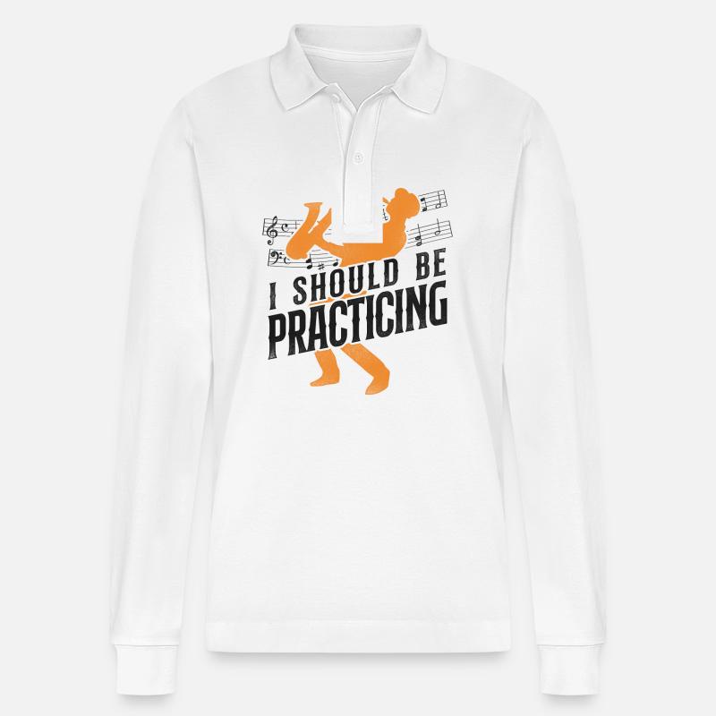 Saxophone I Should Be Practicing - Stanley/Stella Unisex Bio-Langarm-Poloshirt Prepster - Weiß