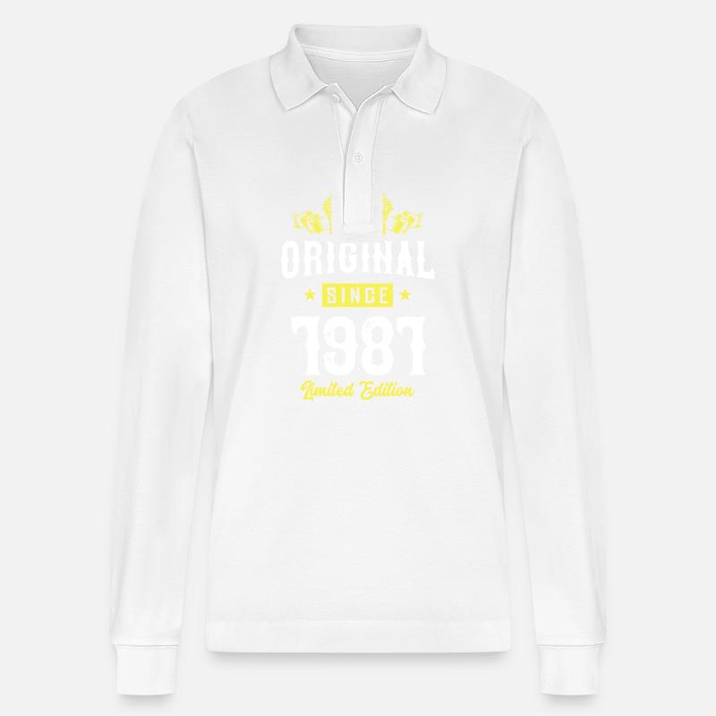 1981 limited edition - Stanley/Stella Unisex Bio-Langarm-Poloshirt Prepster - Weiß