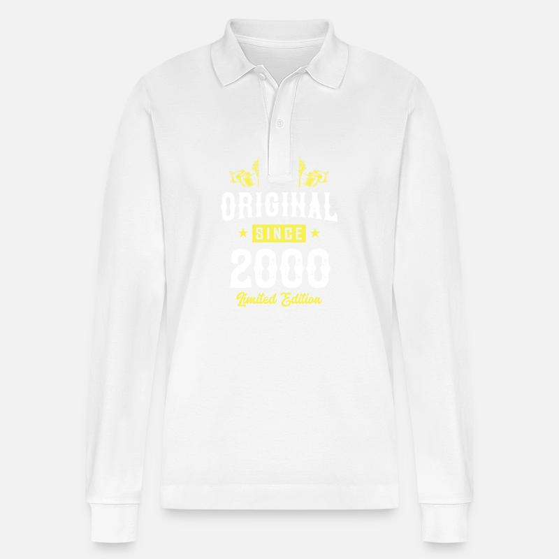 2000 limited edition - Stanley/Stella Unisex Bio-Langarm-Poloshirt Prepster - Weiß