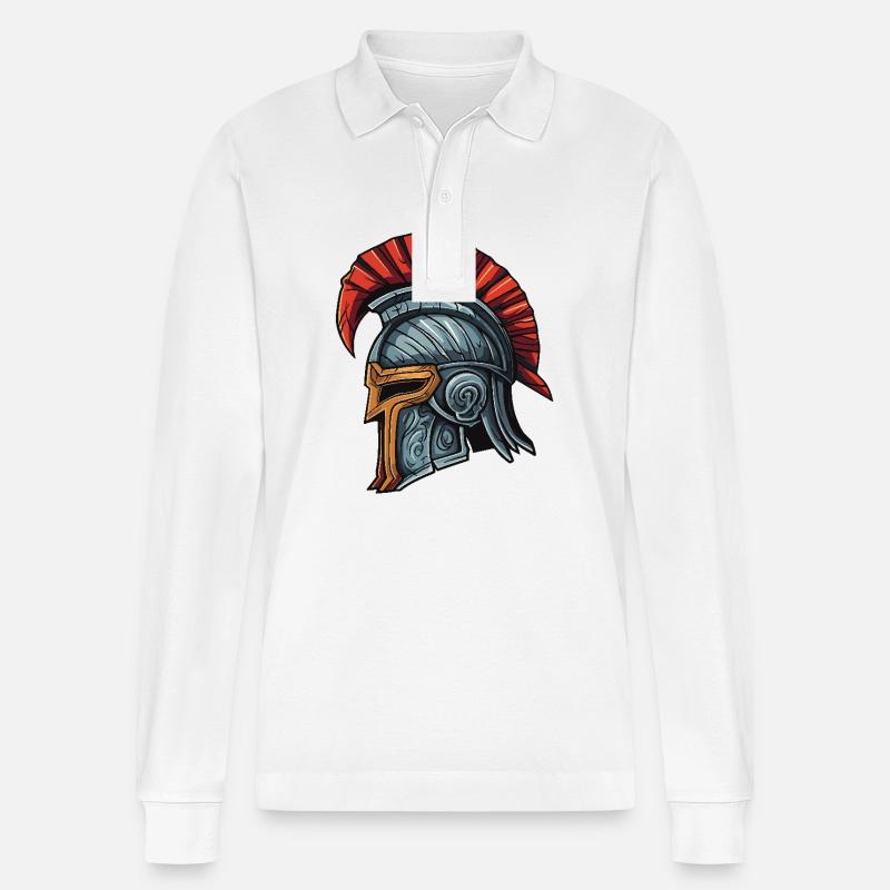 Spartaner Krieger Sparta Helm - Stanley/Stella Unisex Bio-Langarm-Poloshirt Prepster - Weiß
