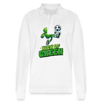 Kick of Green - Design inspiré du football et de la chance - Polo à manches longues bio PREPSTER Stanley/Stella Unisexe - blanc - Devant - Anna (173cm) & Nico (186cm)