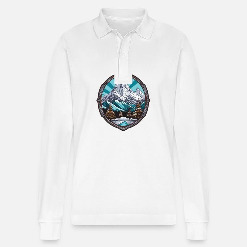 Alpen Ski Eisberge Berg - Stanley/Stella Unisex Bio-Langarm-Poloshirt Prepster - Weiß