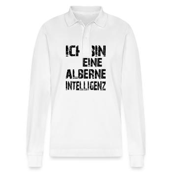 KI Spruch Ich bin eine alberne Intelligenz - Stanley/Stella Unisex Bio-Langarm-Poloshirt Prepster - Weiß - Vorne - Anna (173cm) & Nico (186cm)