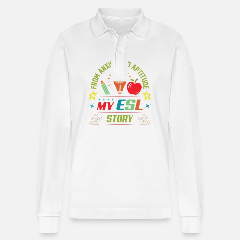 ESL-Lehrer ESL Unterricht - Stanley/Stella Unisex Bio-Langarm-Poloshirt Prepster - Weiß