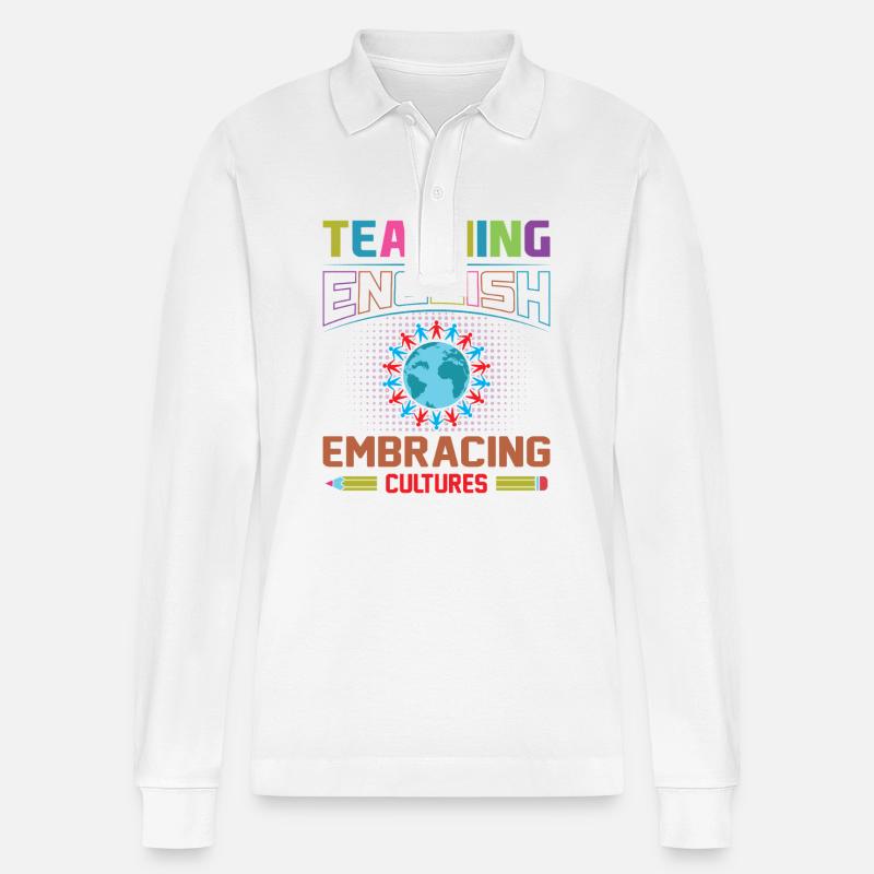 ESL-Lehrer ESL Unterricht - Stanley/Stella Unisex Bio-Langarm-Poloshirt Prepster - Weiß