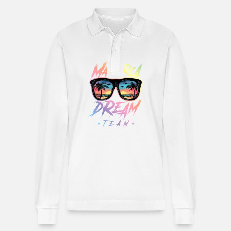 Mallorca Dream Team - Stanley/Stella Unisex Bio-Langarm-Poloshirt Prepster - Weiß