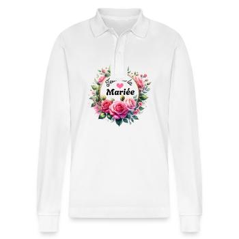 Wife Bride Team for a Bachelorette Party Team Bride - Stanley/Stella Organic Unisex Long-Sleeved Polo Shirt Prepster - white - Front - Anna (173cm) & Nico (186cm)
