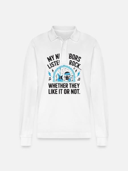 Rock Music Musician Rock And Roll Band Rocker - Stanley/Stella Organic Unisex Long-Sleeved Polo Shirt Prepster - white
